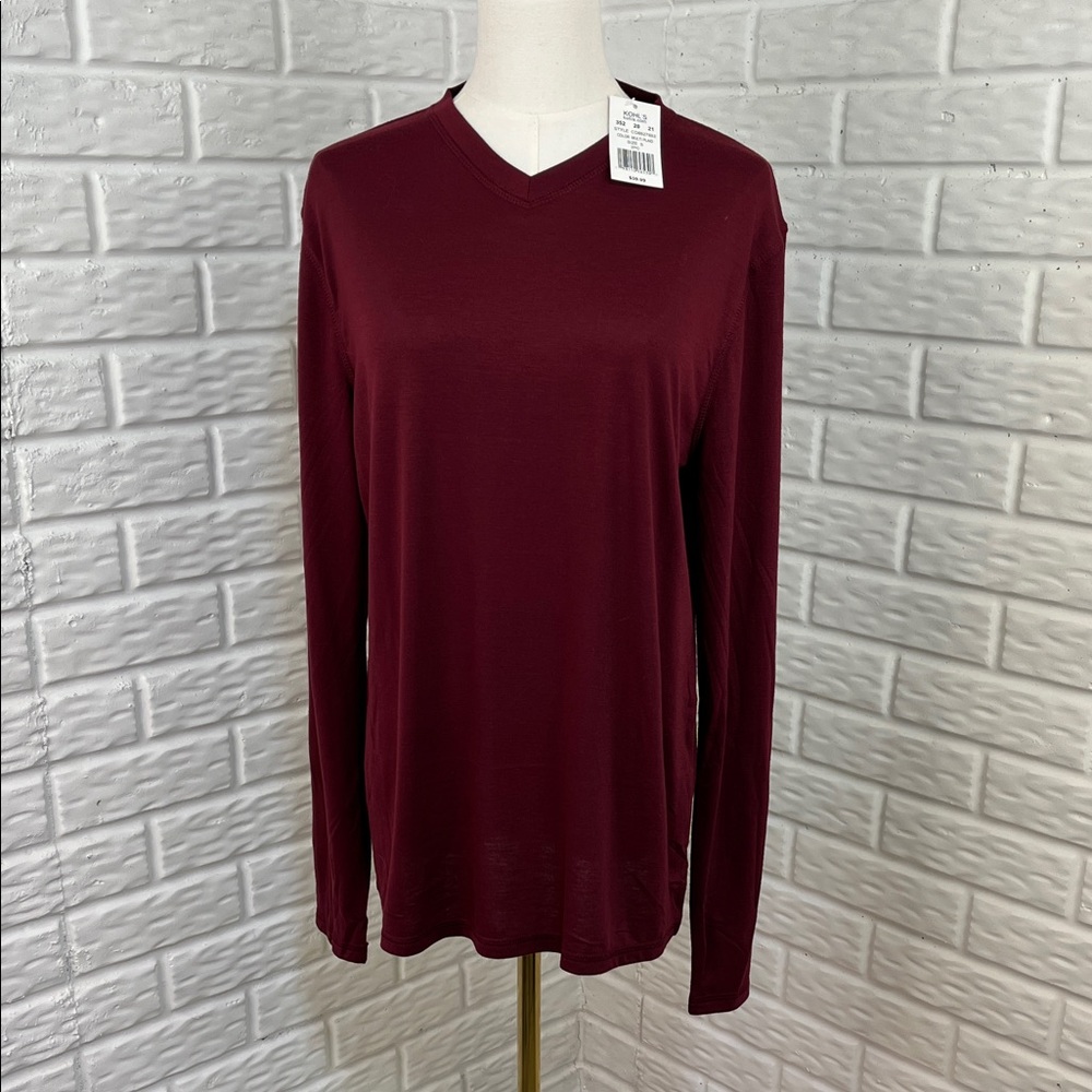 CUDDL DUDS LOUNGE T SHIRT TOP BURGUNDY LONG SLEEVE SIZE SMALL NWT